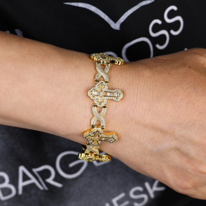 Moissanite Cross Infinity Cuban Bracelet