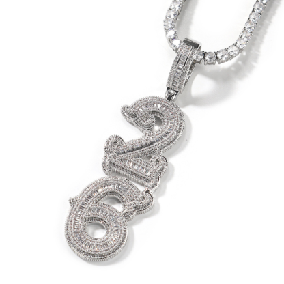 Moissanite Hip Hop Vertical Thorn Design Letter Custom Pendant