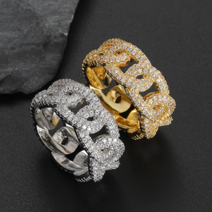 Moissanite Hip Hop Cuban Ring