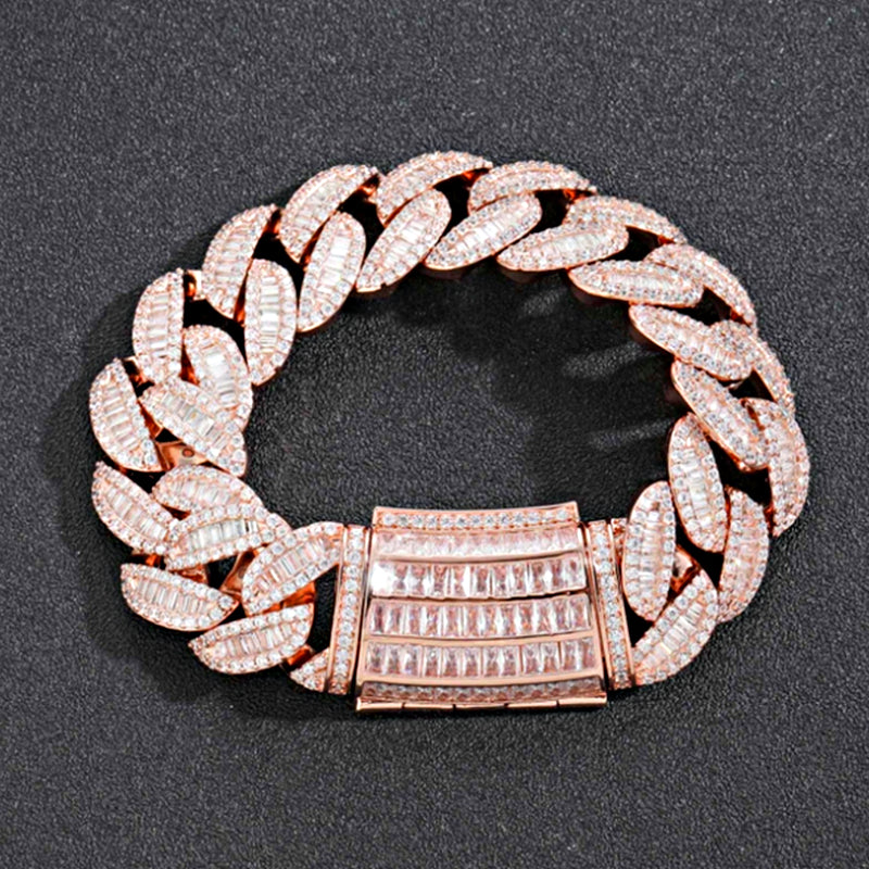 20mm T Square Ice Out Diamond Cuban Bracelet