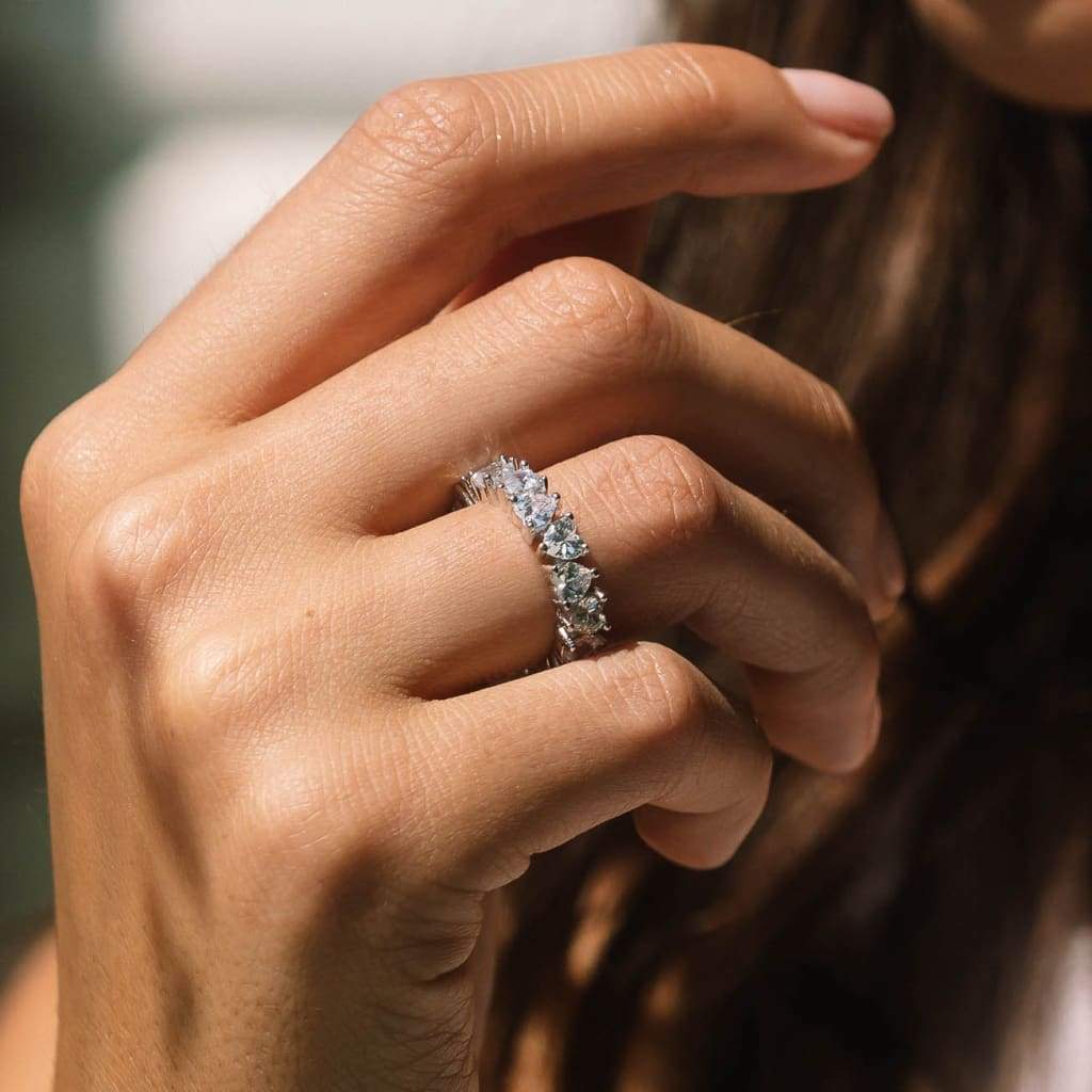 4mm Heart Cut Eternity Ring - 6IX ICE