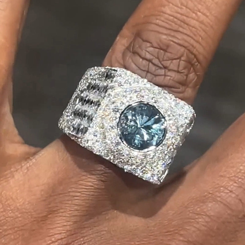 Moissanite Sapphire Square Ring