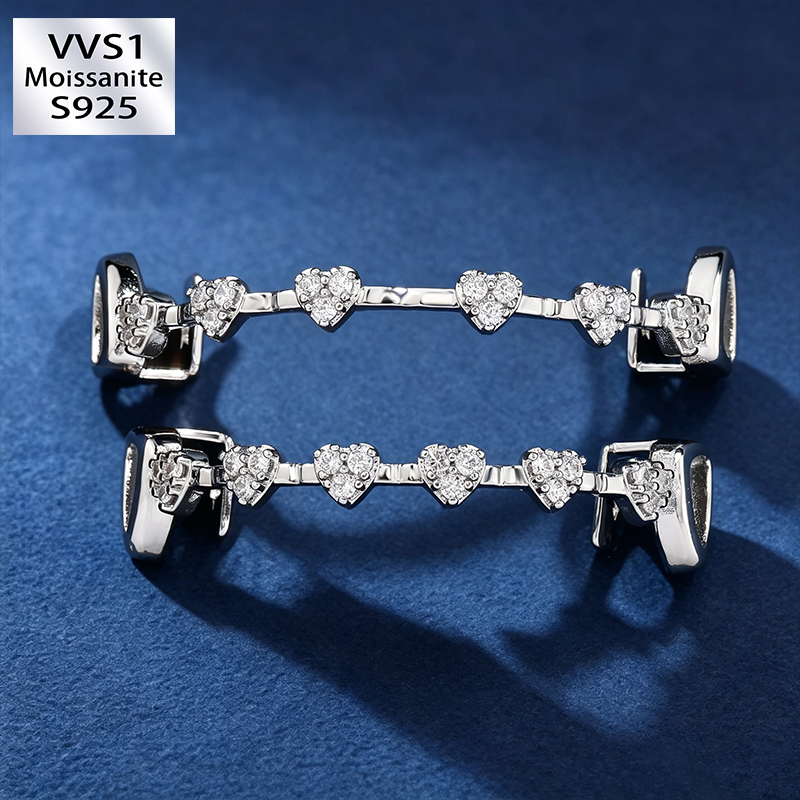 Fashionable Moissanite Gold Grillz – Heart Shaped Fully Diamond-Paved