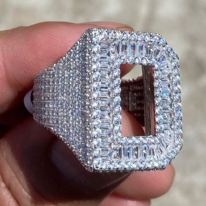 Moissanite Baguette Cut Alphabet Letters Ring