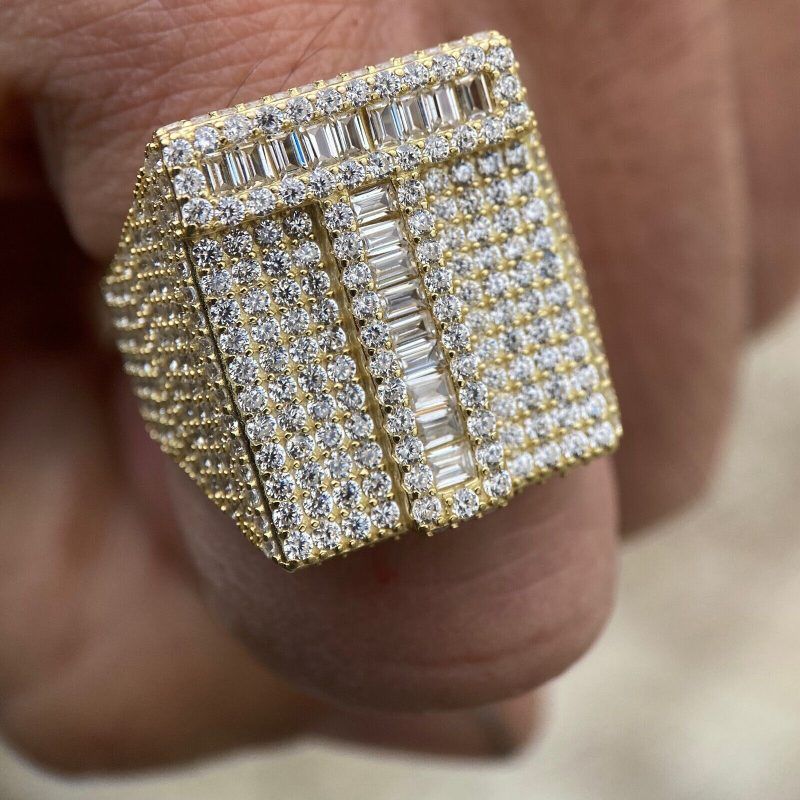 Moissanite Baguette Cut Alphabet Letters Ring