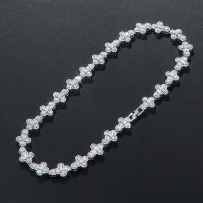 16mm Round Diamonds Cross Star Moissanite Chain