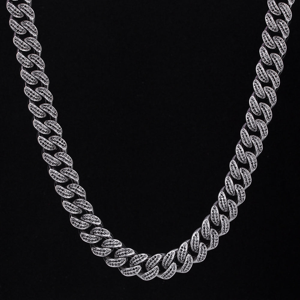 12mm Black Iced Cuban Link Chain-krkcom