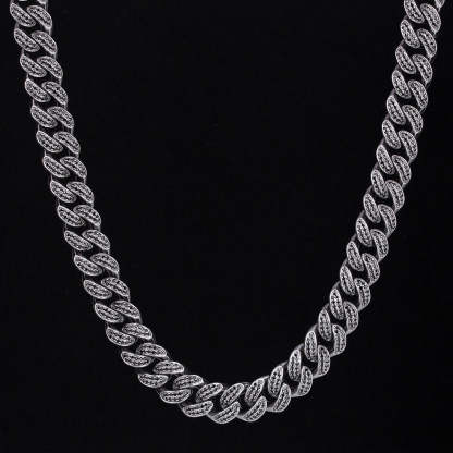 12mm Black Iced Cuban Link Chain-krkcom