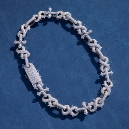 Micro Pave Detachable Spiked Cross Inifinity Link Chain