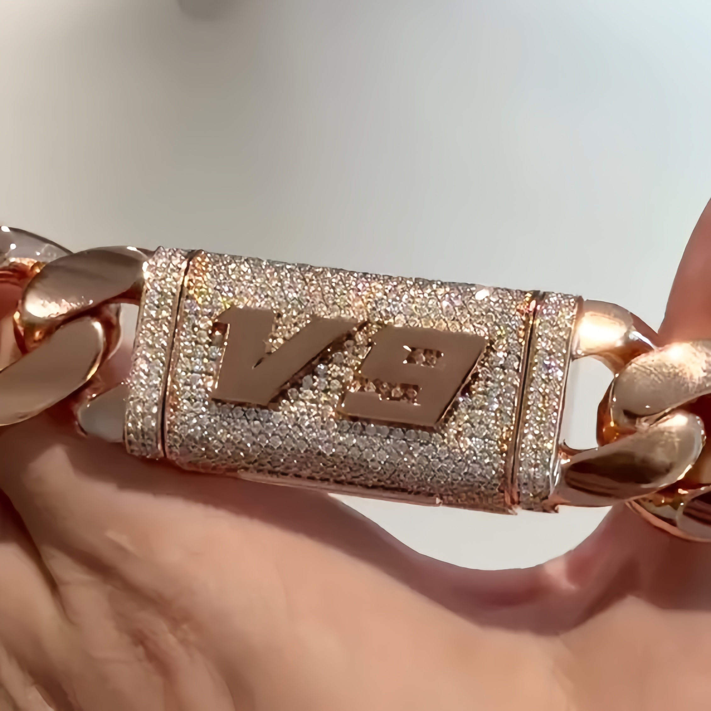 20mm Moissanite Custom Letter Buckle Cuban Chain