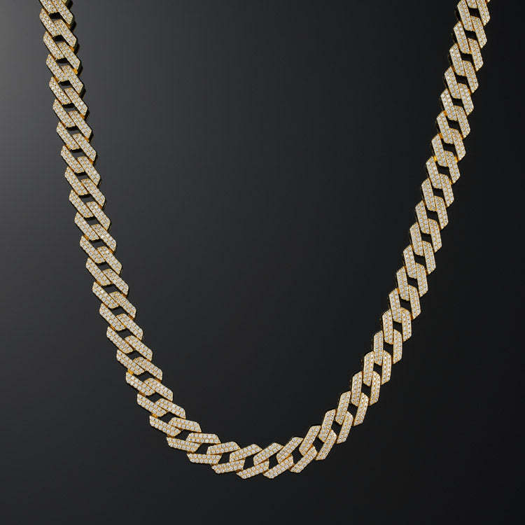 12MM Moissanite Diamond Prong Cuban Chain