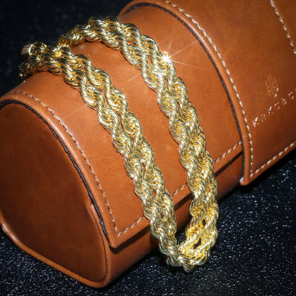 6mm Rope Chain (Iced-lock) 14K Gold Plated-krkcom