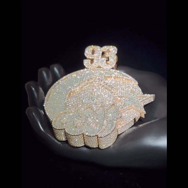 Custom Moissanite ALLAH Number 3D Pendant Smaller Version