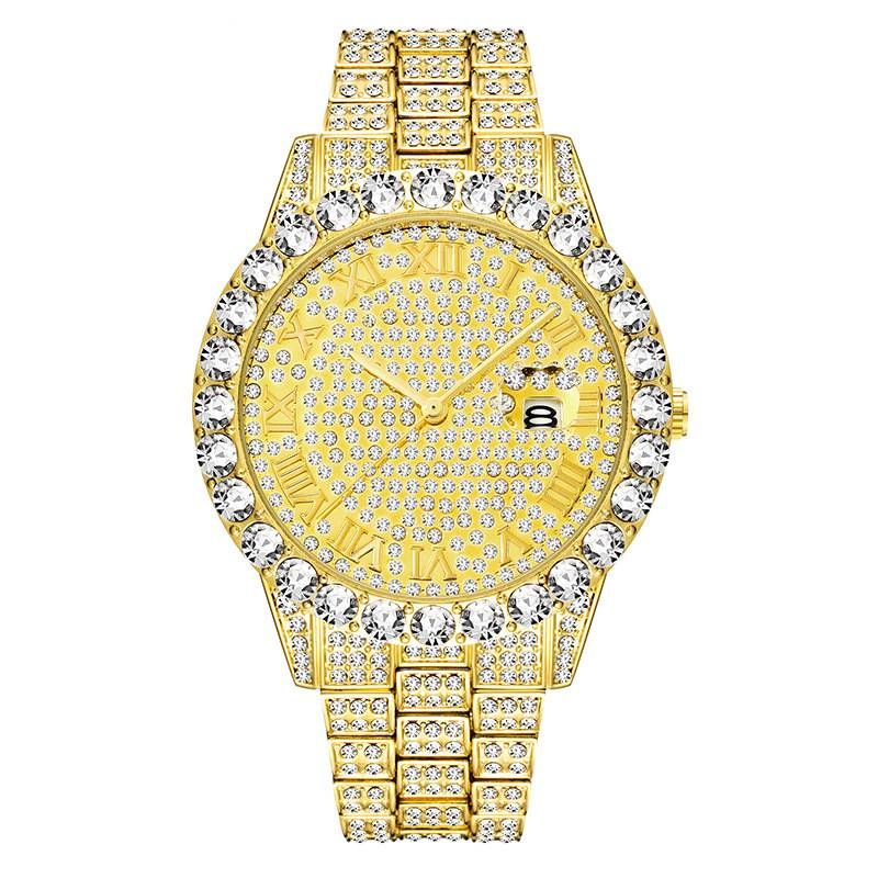 Iced Roman Numerals Men's Watch in Gold