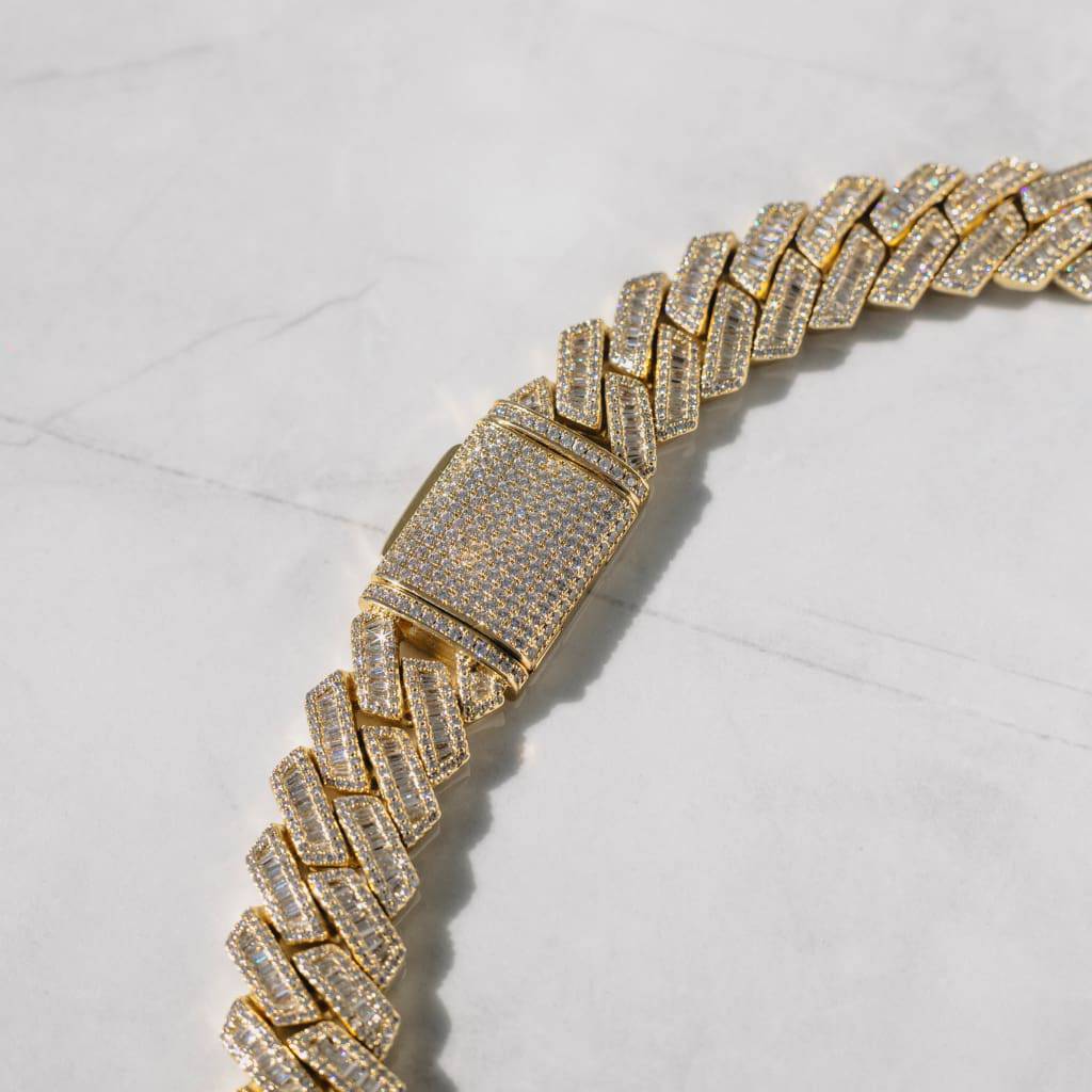 20mm Miami Moissanite Diamond Baguette Chain In Gold