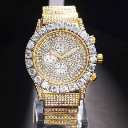 Iced Round Cut White Dial Luminous Men's Watch