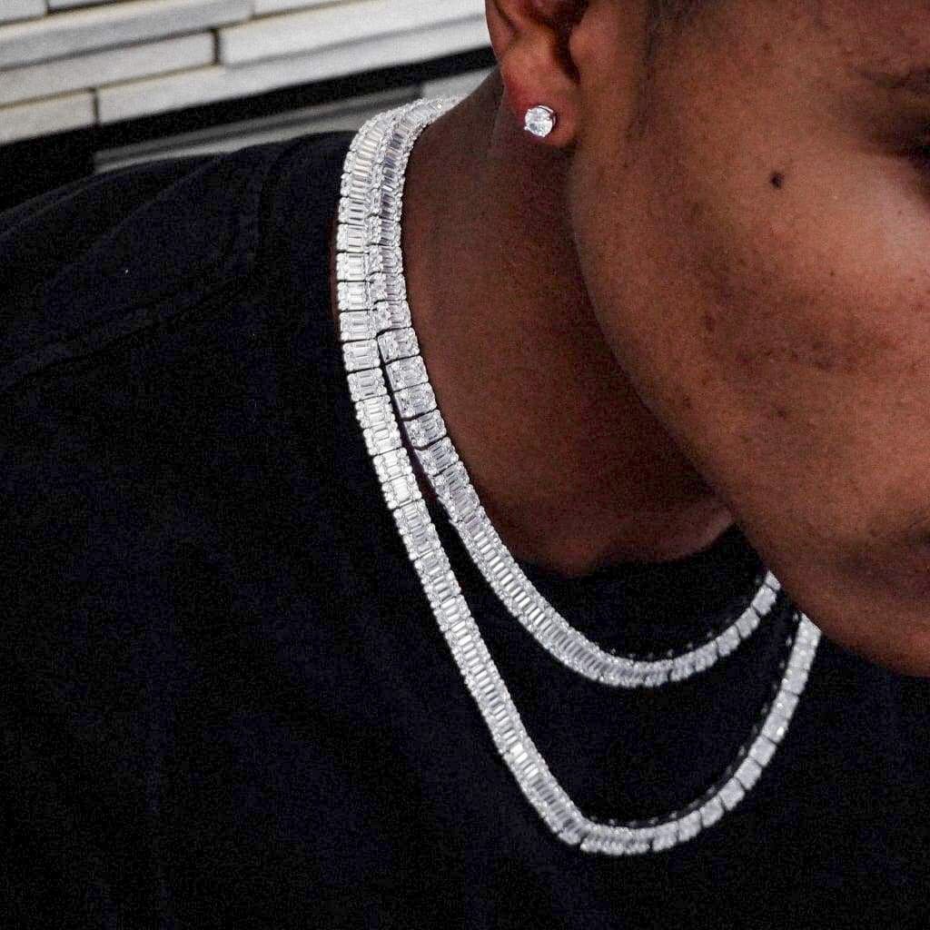 9mm Moissanite Tennis Baguette Chain