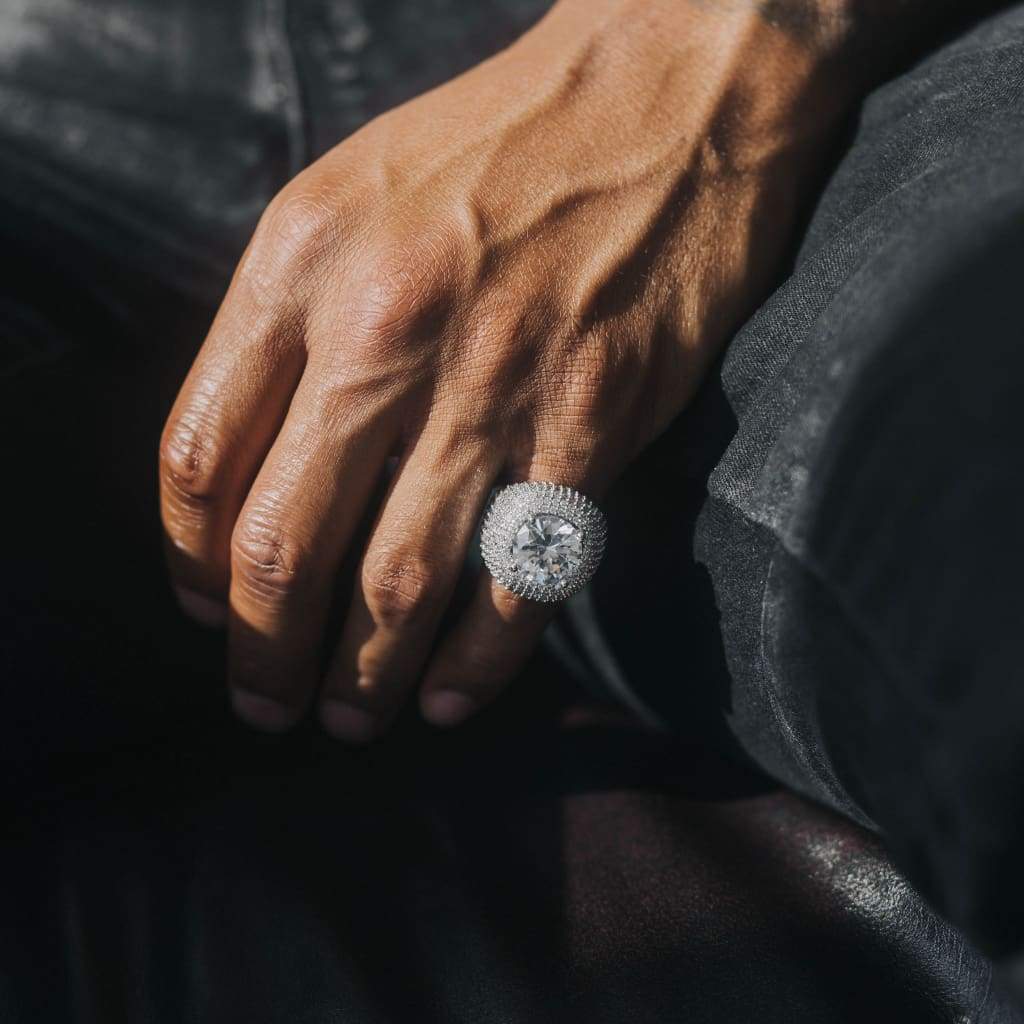 Diamond Clustered Band Ring White Gold - 6IX ICE