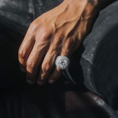 Diamond Clustered Band Ring White Gold - 6IX ICE