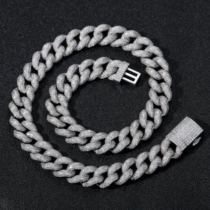 15mm Moissanite Bubble Micro inlay Cuban Chain