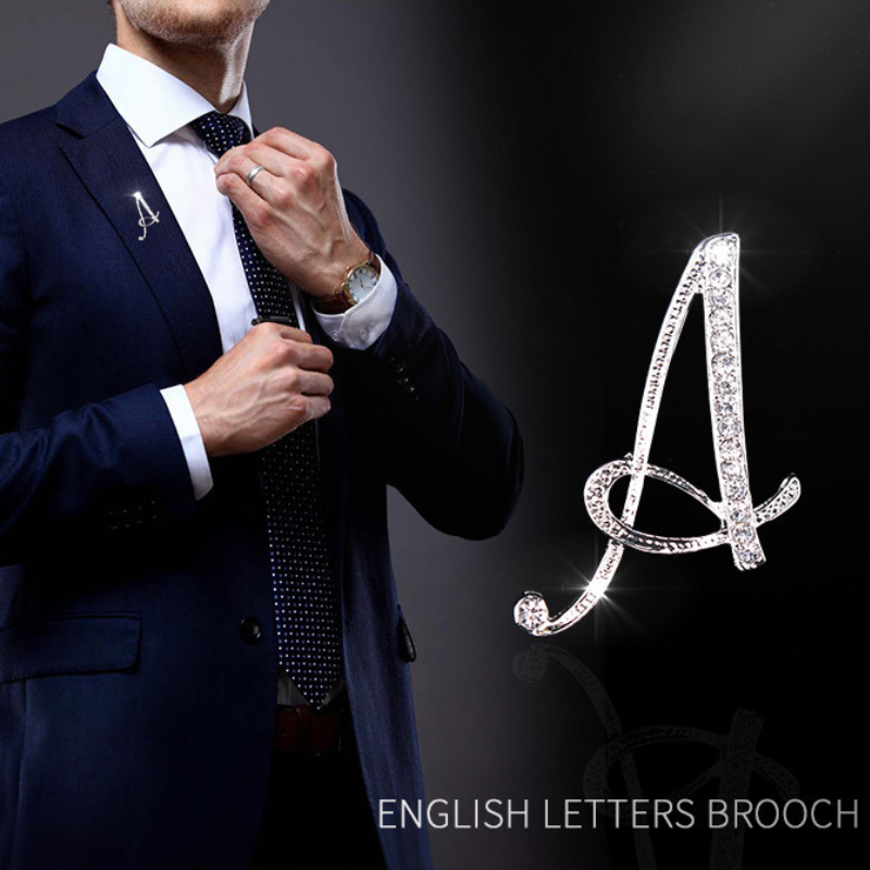 Moissanite Initial Letter Brooch – Sparkle with Style