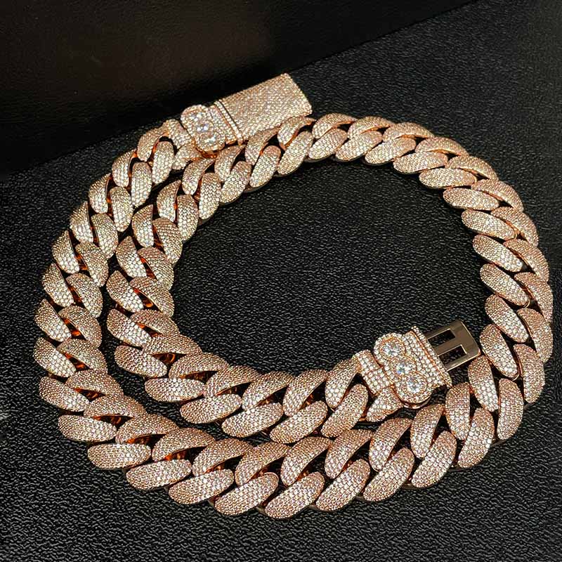 S925 Moissanite 20mm Cuban chain