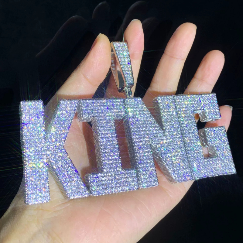 Moissanite Hip Hop Square Letter Custom Pendant