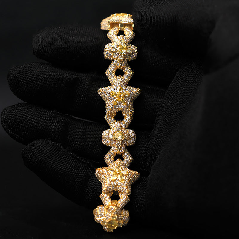 Moissanite Star Spliced Four-Leaf Clover Bracelet