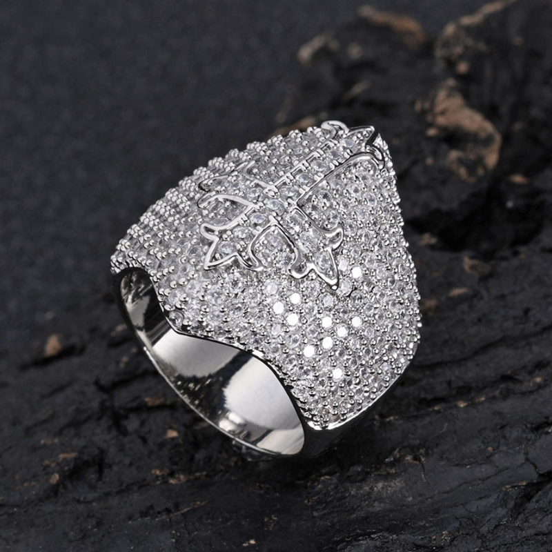 Moissanite Hip Hop Cross Shield Ring