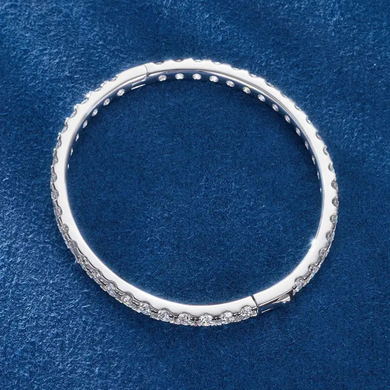 S925 Silver Moissanite 4mm Bangle Bracelet