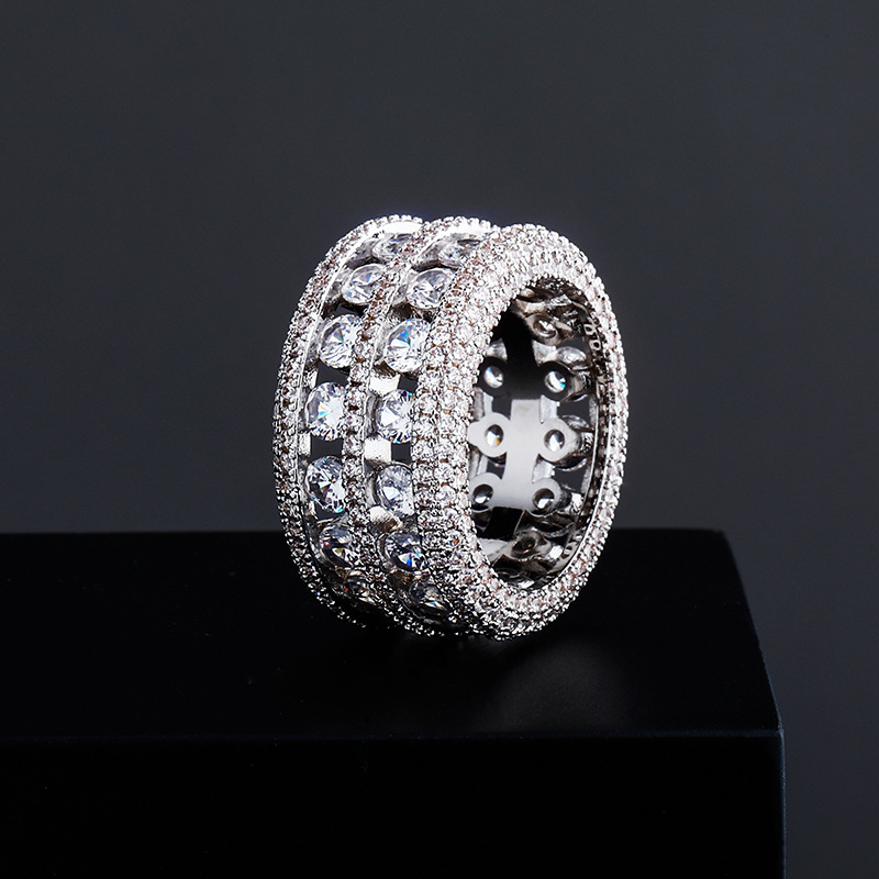 Moissanite Luxury Double Row Hollow Ring