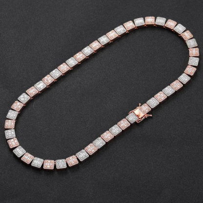 10mm Moissanite Rock Sugar Baguette Chain