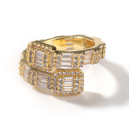 Moissanite Hip Hop Baguette Open Geometric Ring