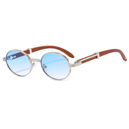 Retro Faux Wood Grain Sunglasses