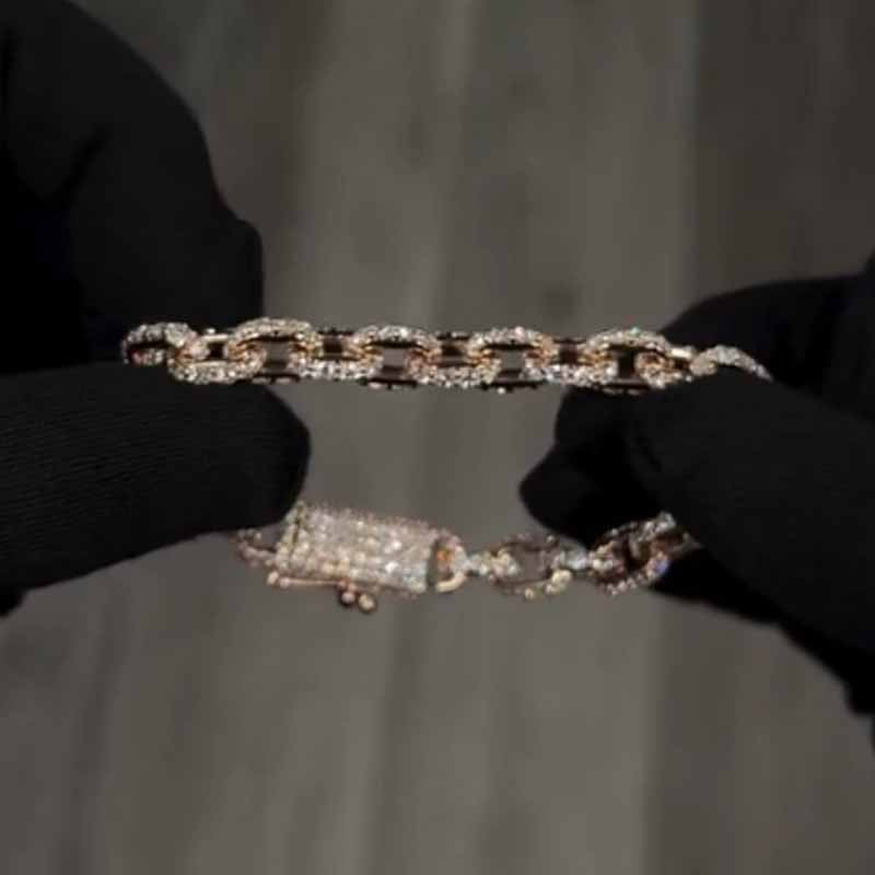 Moissanite Hip Hop Miami Box Clasp Bracelet