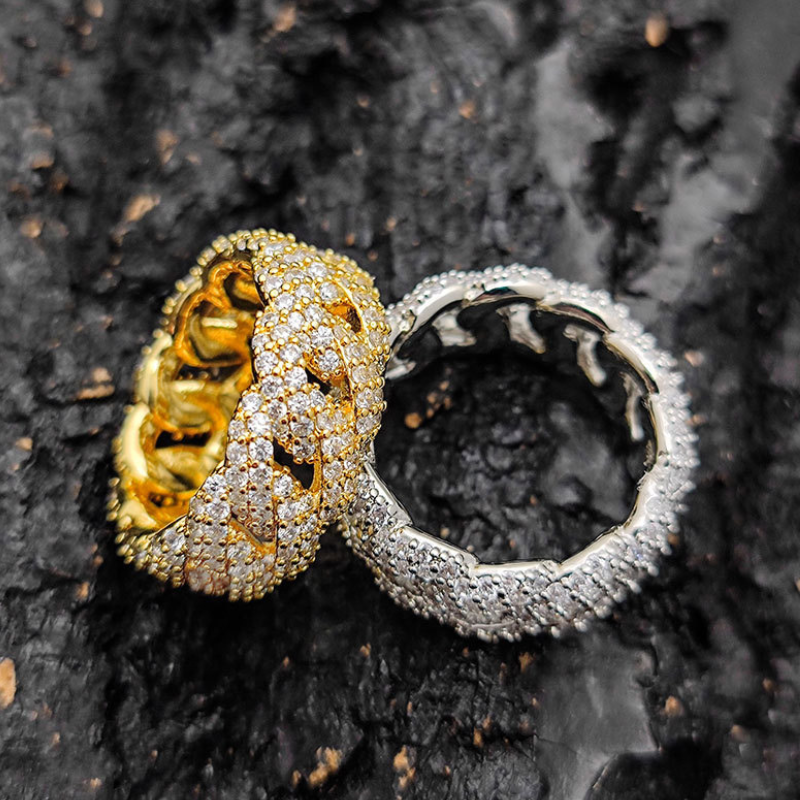 10mm Wide Moissanite Sparkling Full Diamond Cuba Ring