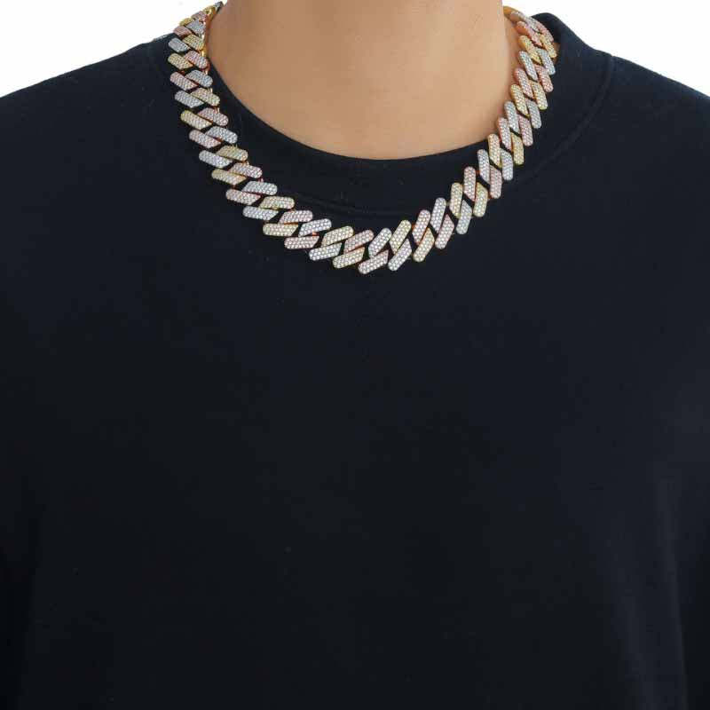 20mm Moissanite Hip Hop Tricolor Miami Diamond Cuban Chain