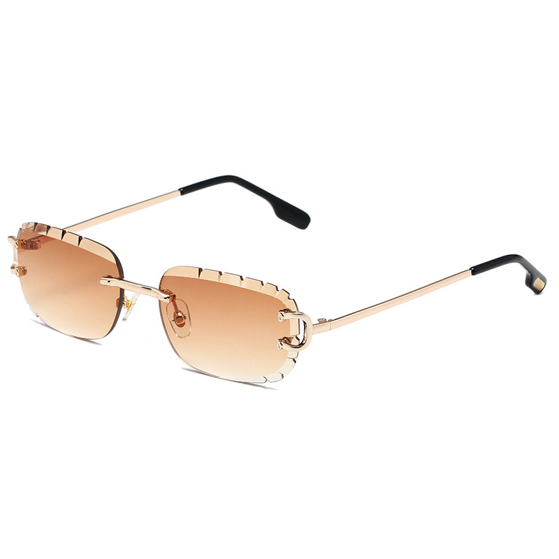 New Pattern Cut Edge Oval Frameless Sunglasses