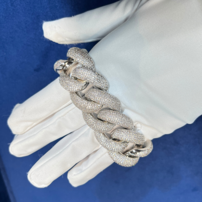 25mm Moissanite Full of Diamond Bubble Cuban Bracelet