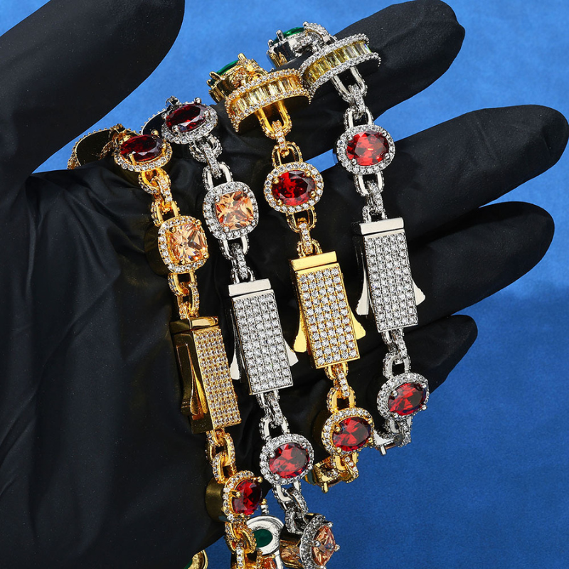 Moissanite Hip Hop Colored Gemstone Chain