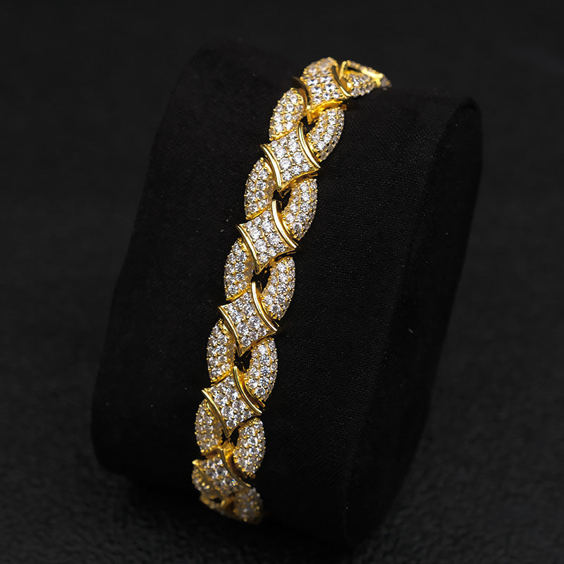 Iced Out Rhombus Interlocking Moissanite Bracelet