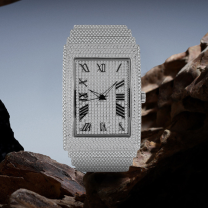 Moissanite Rectangular Full Diamond Watch