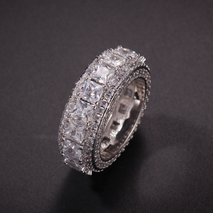 Moissanite Luxury Sparkling Square Zirconium Round Diamond Ring