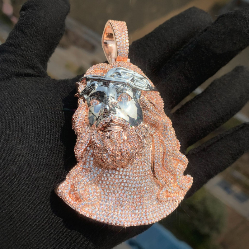 Moissanite Hip Hop Big Wave Jesus Pendant