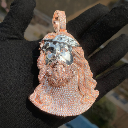 Moissanite Hip Hop Big Wave Jesus Pendant