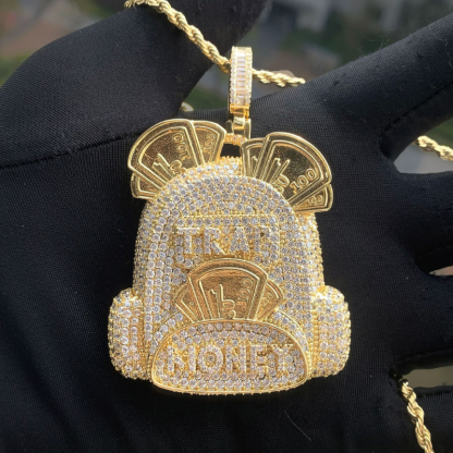 Moissanite Hip Hop Letter Backpack Pendant