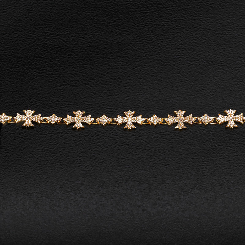 Moissanite Rhombic Cross Bracelet