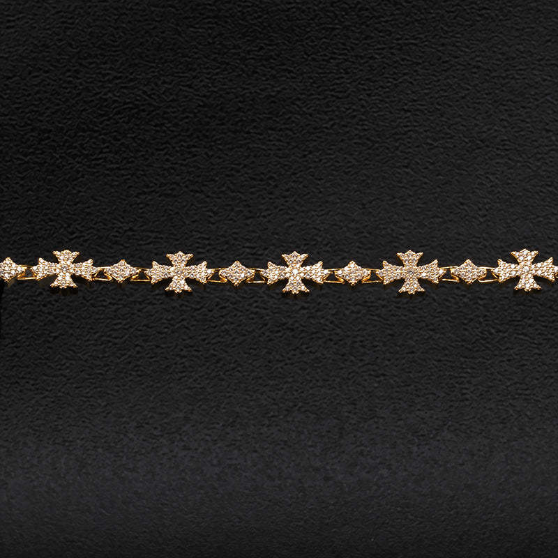 Moissanite Rhombic Cross Bracelet