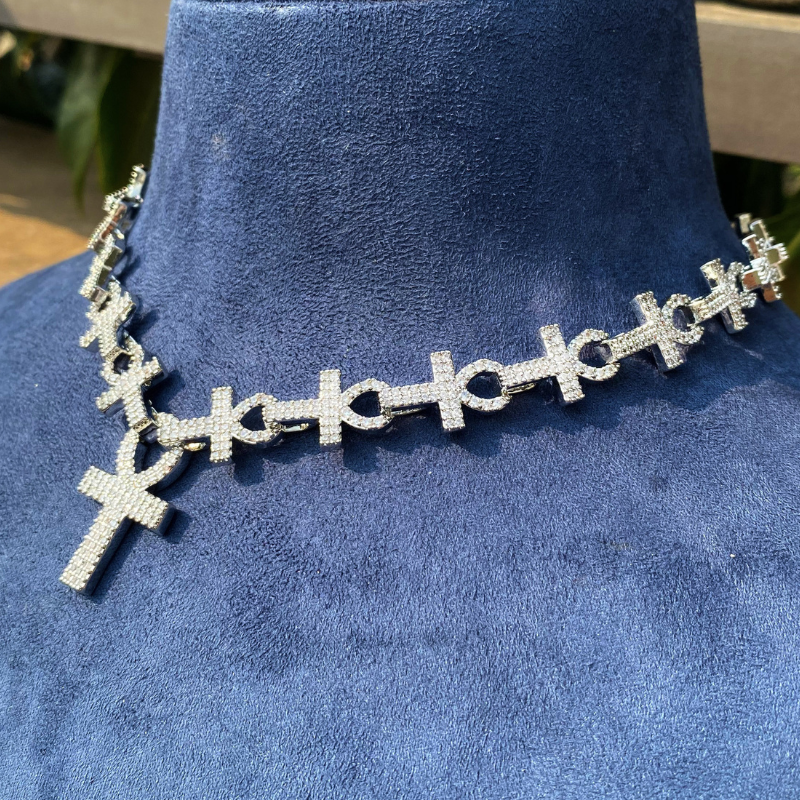 Moissanite Hip Hop Cross Ankh Chain