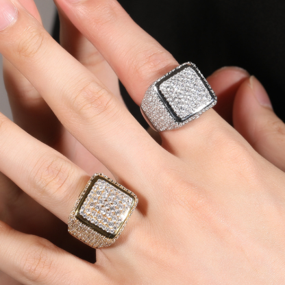 Moissanite Hip Hop Vintage Big Square Ring